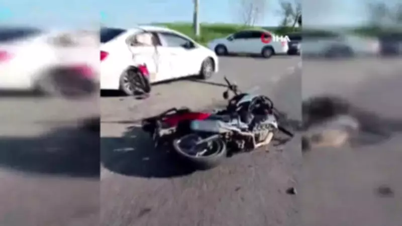Tekirdağ'da Şiddetli Trafik Kazası: Motosiklet Otomobile Saplandı