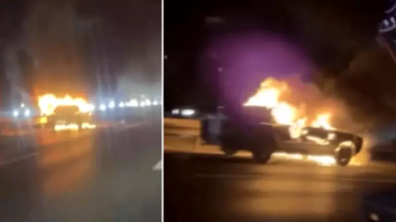 TEM Otoyolu'nda Seyir Halindeki Otomobilde Yangın Çıktı