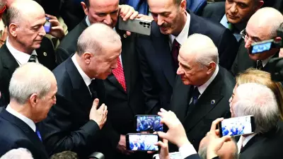 23 Nisan Resepsiyonu'nda Erdoğan, Bahçeli, Özel ve DEM Parti lideri bir arada