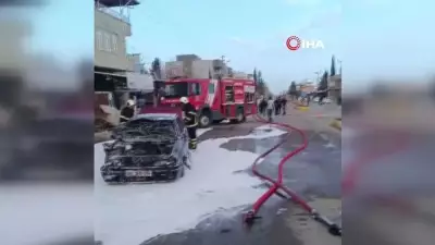 Adıyaman'da Seyir Halindeki Otomobil Alev Alev Yandı, Sürücü Kaza Atlattı