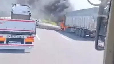 Bursa İnegöl'de tır alev alev yandı