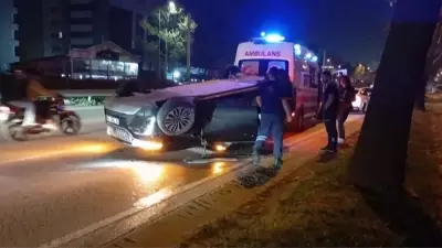 Bursa'da gece kazası: Takla atan otomobilde 1 yaralı