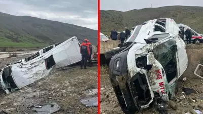 Muş'ta yolcu minibüsü dere yatağına yuvarlandı: 16 yaralı