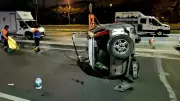 Alkollü Sürücü Viyadükte Cipe Çarptı, Trafik Felç Oldu