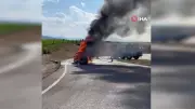 Ankara-Nallıhan yolunda seyir halindeki araç alev alev yandı