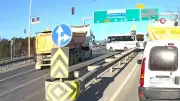 Arnavutköy'de kırmızı ışık ihlali: Hafriyat kamyonu servis aracına çarptı, 1 yaralı