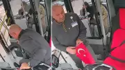 Malatya'da Otobüs Şoförü Türk Bayrağı'nı Yoldan Kaldırdı, Anlar Kamerada