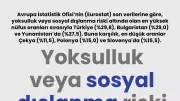 Yoksulluk ve Sosyal Dışlanma Riskinde Türkiye İlk Sırada