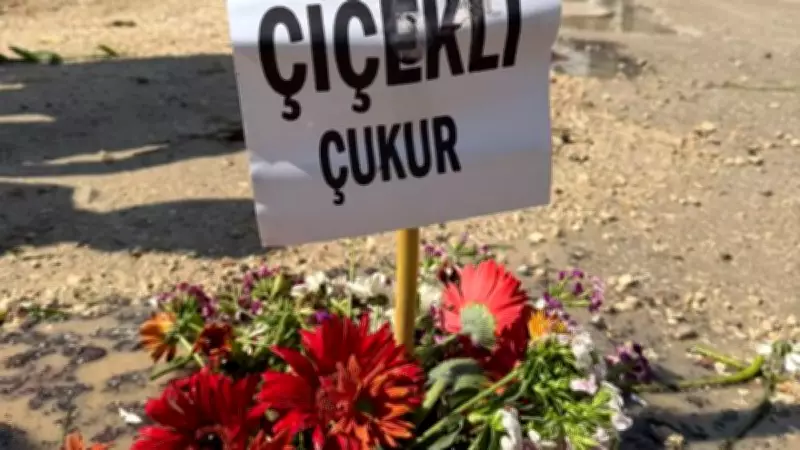Adana'da gençler çukurlu yollara çiçek dikerek tepki gösterdi