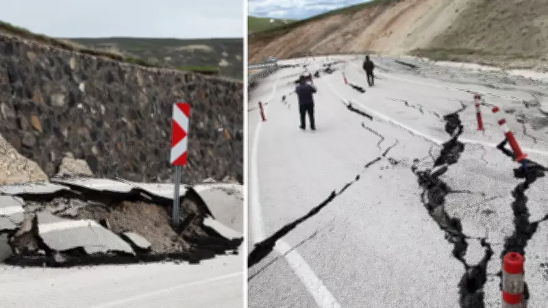 Ahlat-Malazgirt kara yolunda zemin kayması, ulaşıma kapandı
