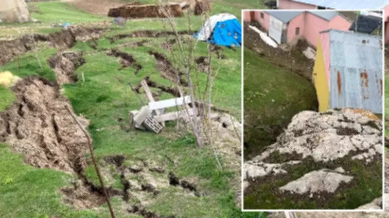 Ağrı'da heyelan: Köy evlerinin çevresinde derin yarıklar oluştu