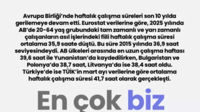 Avrupa'nın En Uzun Çalışanı Yunanlılar ve Türkler