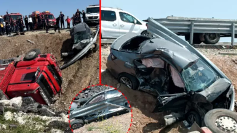 Batman'da feci kaza: Otomobil kamyonla çarpışıp şarampole yuvarlandı, 1 ölü 2 yaralı