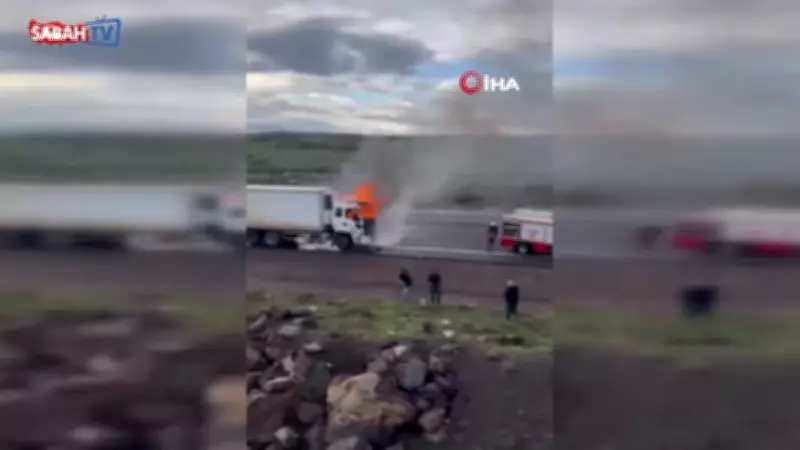 Bingöl'de seyir halindeki kamyon alev alev yandı