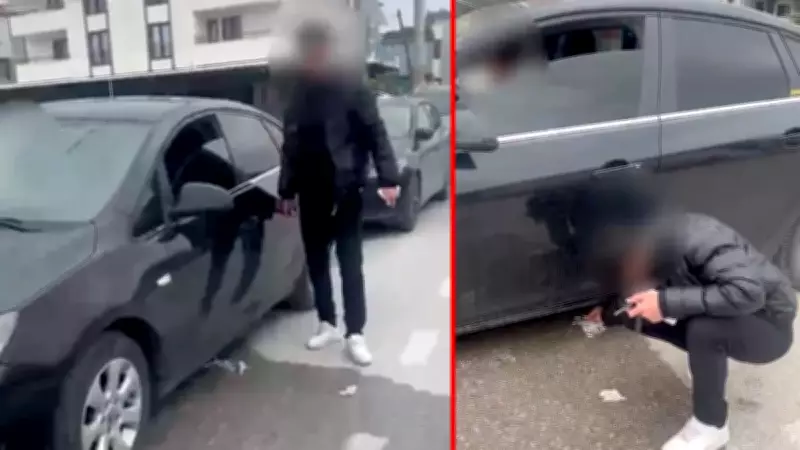 Bursa'da sürücü izmaritleri yere attı, zabıta tek tek toplattı