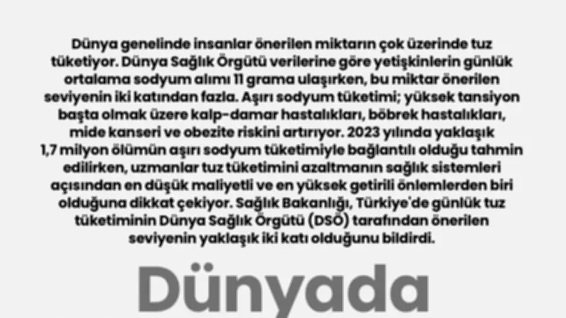 Dünyada Tuz Tüketimi Kontrolden Çıktı: Sessiz Sağlık Krizi Büyüyor