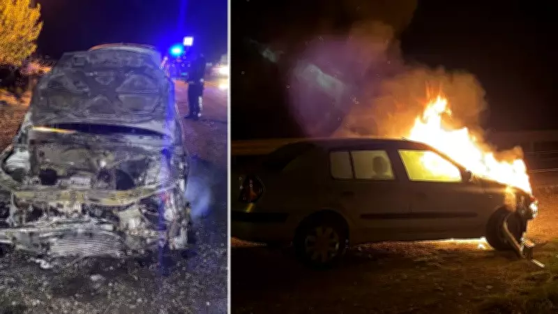 Edirne'de seyir halindeki otomobil alev alev yandı, sürücü kaçtı