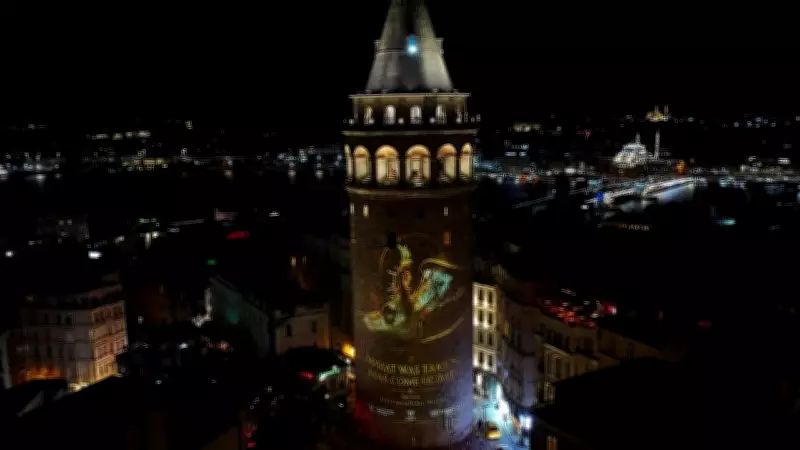 Galata Kulesi'nde 'kültürel miras' temalı ışık gösterisi yapıldı