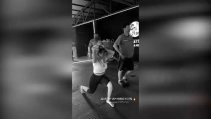 Gizem Karaca, eşi ve kızı Yaz'la spor salonunda form tuttu
