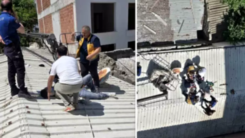 İşçileri taşıyan vinç devrildi: 2 yaralı