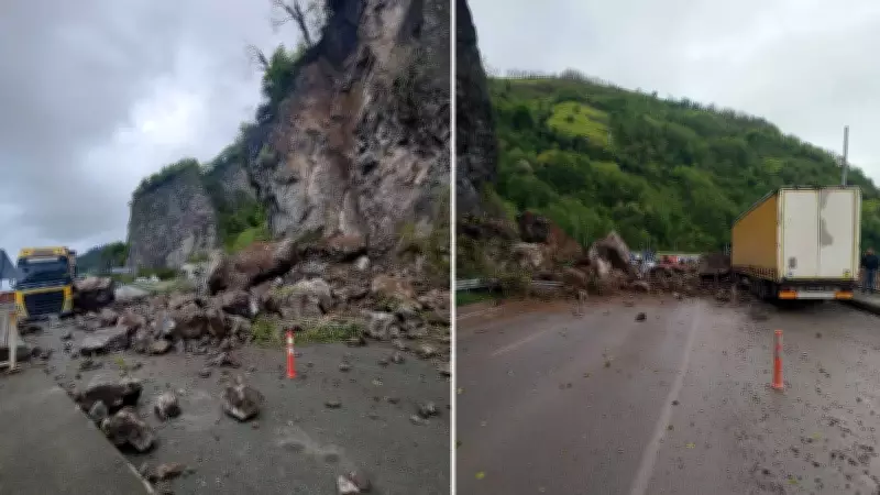 Karadeniz'de Heyelan: Arhavi-Hopa-Sarp Devlet Yolu Ulaşıma Kapandı