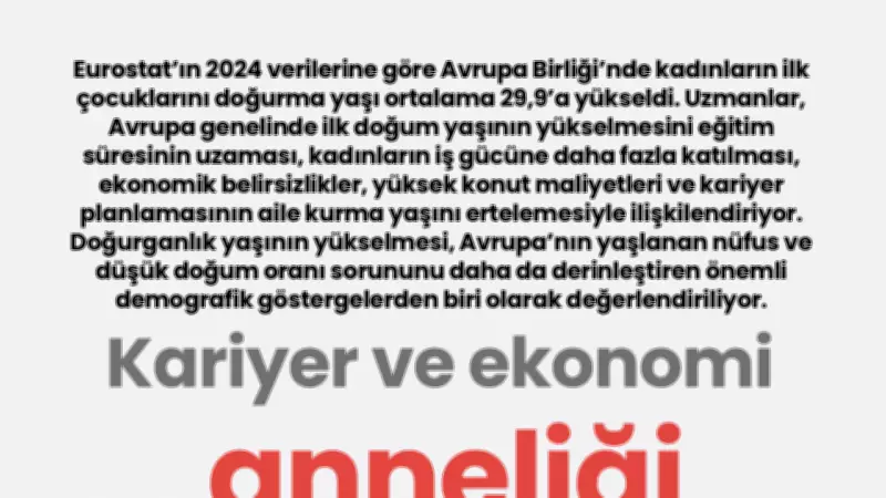 Kariyer ve Ekonomi Anneliği Erteliyor: Avrupa'da İlk Doğum Yaşı 30'a Dayandı