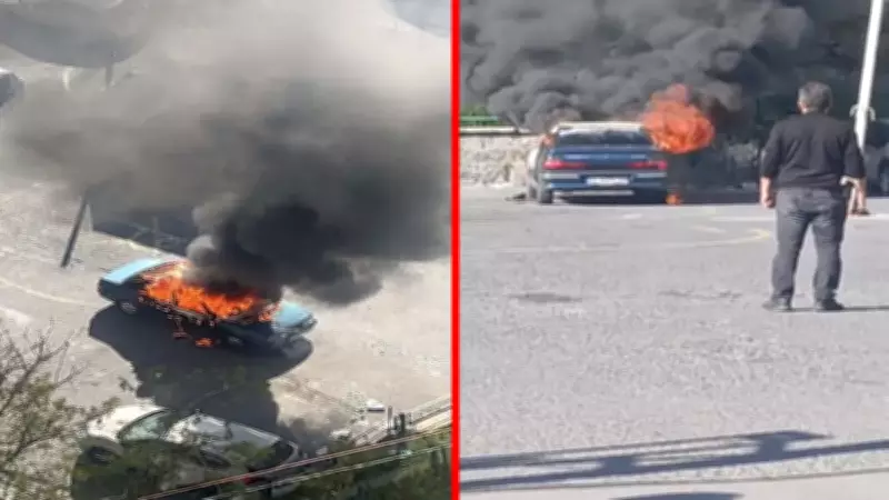 Kağıthane'de park halindeki otomobil alev alev yandı