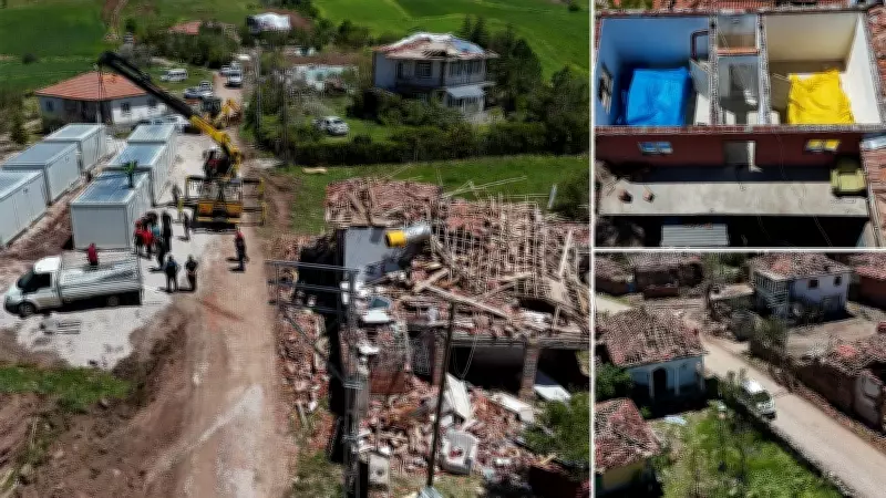 Çorum'da hortumun vurduğu köylerde yaralar sarılıyor