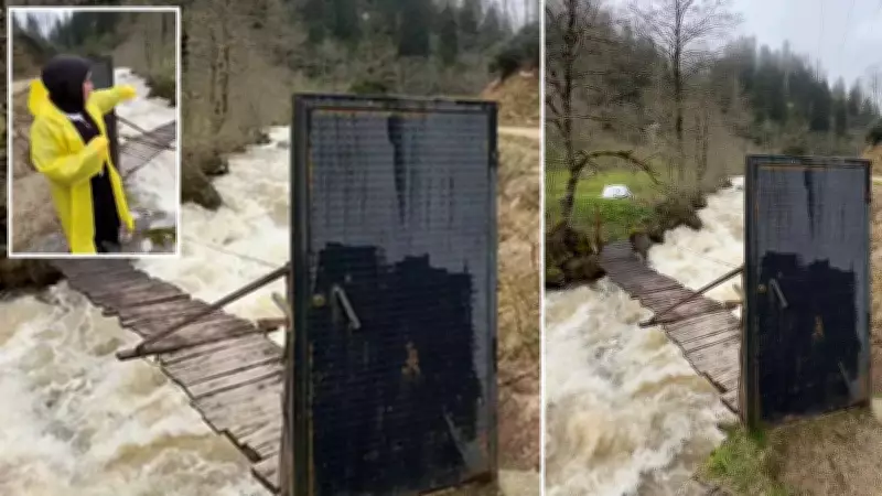 Rize'de asma köprüye kilitli demir kapı şaşkınlığı