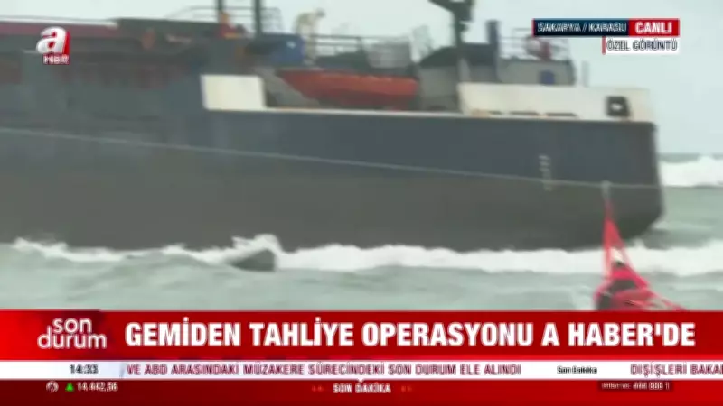 Sakarya Karasu'da Kamerun bandıralı gemi fırtınada karaya oturdu: 8 mürettebat kurtarıldı