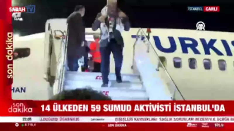 İsrail saldırısında alıkonulan Küresel Sumud Filosu aktivistleri Türkiye'ye getirildi
