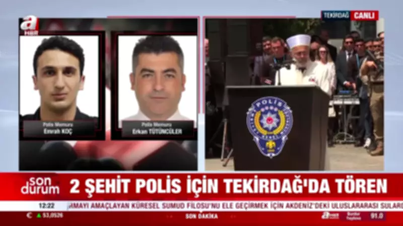 Tekirdağ Çorlu'da şehit olan polisler için düzenlenen tören