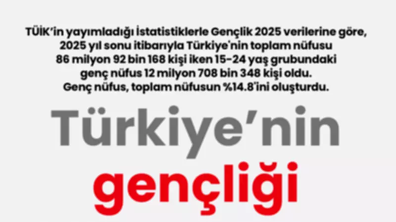 Türkiye'nin Genç Nüfusu 12,7 Milyon, Toplam Nüfusun %14,8'i