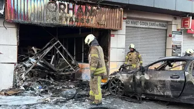 Esentepe'de Kontrolden Çıkan Araç İş Yerine Girdi, Yangın Çıktı