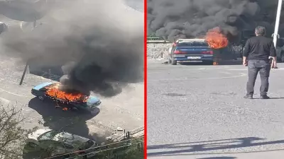 Kağıthane'de park halindeki otomobil alev alev yandı