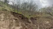 Bolvadin'de heyelan: Tabiat parkı yolu kapandı