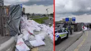 Diyarbakır'da un yüklü TIR devrildi: 4 yaralı