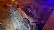 Düziçi'nde sulama kanalına devrilen otomobilde 3 kişi yaralandı