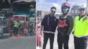 Kayseri'de polis Heimlich manevrasıyla motosiklet sürücüsünü kurtardı