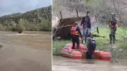 Sivas Zara'da mahsur kalan çobana AFAD'dan botla yardım