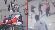 Taksim'de esnafa kazmalı saldırı: Korku dolu anlar kamerada