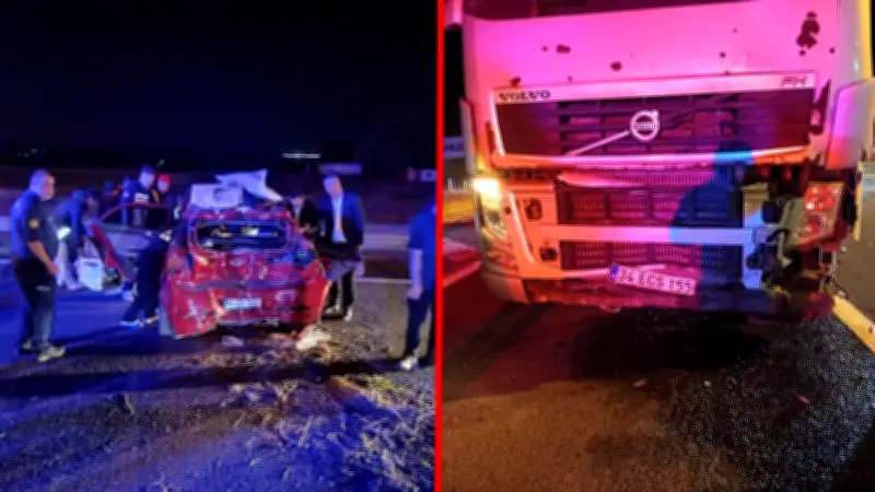 Bolu'da TIR kırmızı ışıkta bekleyen otomobile çarptı: 3 yaralı