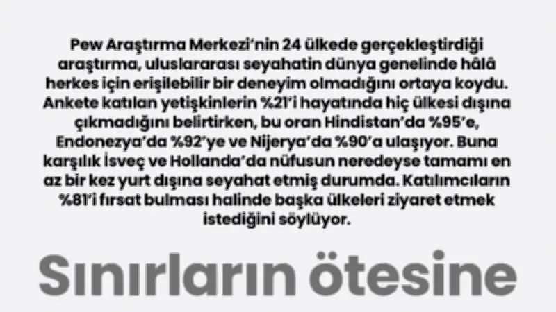 Dünyayı Görmek İsteyen Çok, Gidebilen Az: Seyahat Eşitsizliği