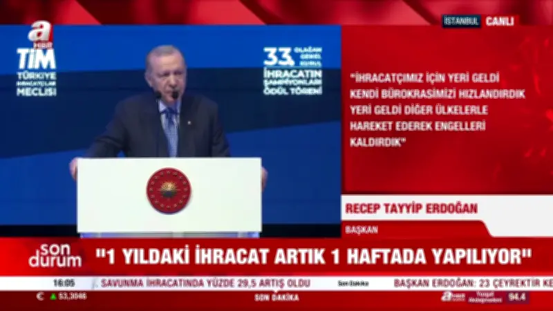 Erdoğan'dan ihracatçılara müjde: Reeskont kredisi limiti 5 milyar liraya çıktı