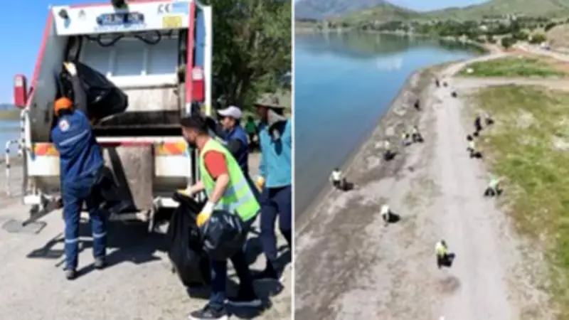 Hazar Gölü'nde Yaz Öncesi 12 Ton Atık Toplandı