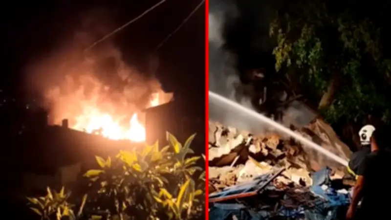 Çorum'da depo olarak kullanılan metruk binada yangın paniği