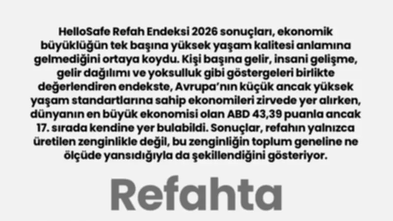 Refahta Avrupa Zirvede, ABD Geride Kaldı: HelloSafe Endeksi 2026