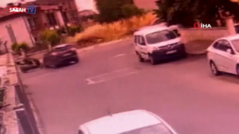 Tekirdağ Çorlu'da motosikletli kaza güvenlik kamerasında