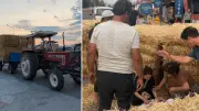 Aydın'da Traktör Römorkundaki Saman Balyaları Yayanın Üzerine Devrildi
