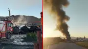 Kayseri'de bitüm tankı alev aldı, panik büyüdü